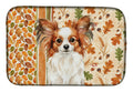 White with Red Papillon Heirloom Fall Dish Drying Mat Absorbent Dish Drying Mat Pad for Kitchen Counter Dish Drainer Mat for Countertop, 14 x 21", Multicolor