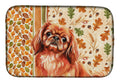 Red Pekingese Heirloom Fall Dish Drying Mat Absorbent Dish Drying Mat Pad for Kitchen Counter Dish Drainer Mat for Countertop, 14 x 21", Multicolor