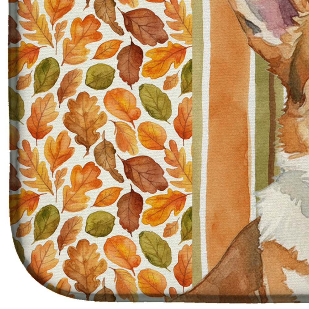 Corgi Heirloom Fall Dish Drying Mat Absorbent Dish Drying Mat Pad for Kitchen Counter Dish Drainer Mat for Countertop, 14 x 21", Multicolor