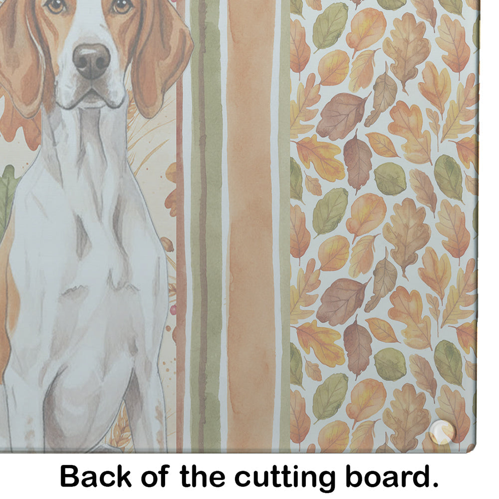 Orange and White Pointer Heirloom Fall Cutting Board Tempered Glass Kitchen Cutting Surface, Heat Resistant Chopping, Non-Slip Feet, Food Prep & Serving