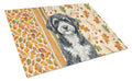 Portuguese Water Dog Heirloom Fall Cutting Board Tempered Glass Kitchen Cutting Surface, Heat Resistant Chopping, Non-Slip Feet, Food Prep & Serving