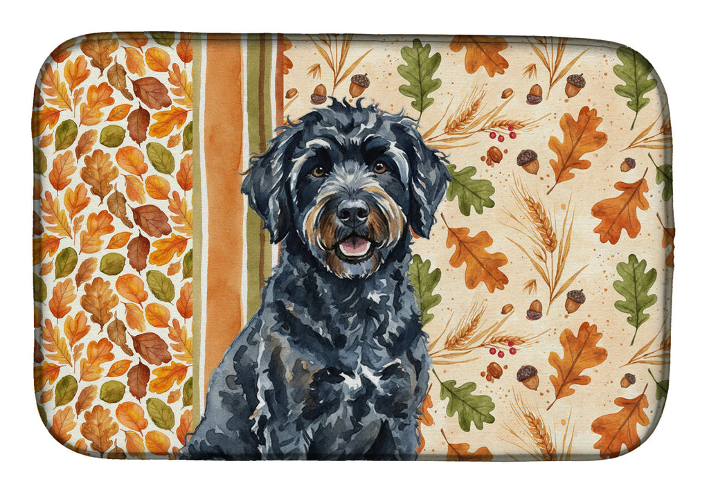 Black Portuguese Water Dog Heirloom Fall Dish Drying Mat Absorbent Dish Drying Mat Pad for Kitchen Counter Dish Drainer Mat for Countertop, 14 x 21", Multicolor