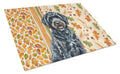 Black Portuguese Water Dog Heirloom Fall Cutting Board Tempered Glass Kitchen Cutting Surface, Heat Resistant Chopping, Non-Slip Feet, Food Prep & Serving
