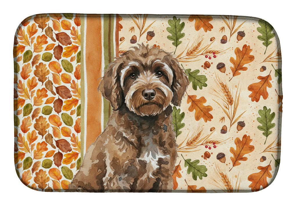Brown Portuguese Water Dog Heirloom Fall Dish Drying Mat Absorbent Dish Drying Mat Pad for Kitchen Counter Dish Drainer Mat for Countertop, 14 x 21", Multicolor