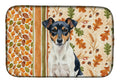 Tricolor Rat Terrier Heirloom Fall Dish Drying Mat Absorbent Dish Drying Mat Pad for Kitchen Counter Dish Drainer Mat for Countertop, 14 x 21", Multicolor