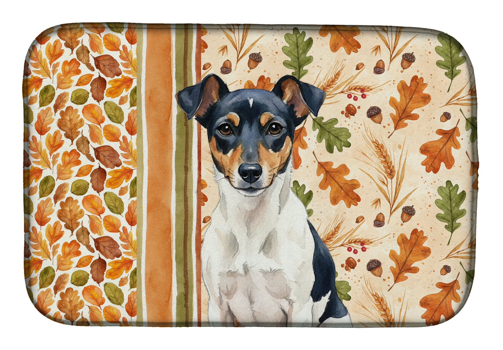 Tricolor Rat Terrier Heirloom Fall Dish Drying Mat Absorbent Dish Drying Mat Pad for Kitchen Counter Dish Drainer Mat for Countertop, 14 x 21", Multicolor