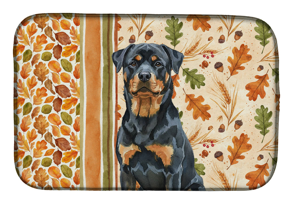 Rottweiler Heirloom Fall Dish Drying Mat Absorbent Dish Drying Mat Pad for Kitchen Counter Dish Drainer Mat for Countertop, 14 x 21", Multicolor