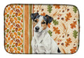 White with Black Markings Russell Terrier Heirloom Fall Dish Drying Mat Absorbent Dish Drying Mat Pad for Kitchen Counter Dish Drainer Mat for Countertop, 14 x 21", Multicolor