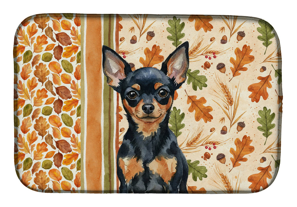 Black and Tan Russian Toy Heirloom Fall Dish Drying Mat Absorbent Dish Drying Mat Pad for Kitchen Counter Dish Drainer Mat for Countertop, 14 x 21", Multicolor