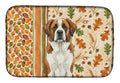 Brown and White Saint Bernard Heirloom Fall Dish Drying Mat Absorbent Dish Drying Mat Pad for Kitchen Counter Dish Drainer Mat for Countertop, 14 x 21", Multicolor