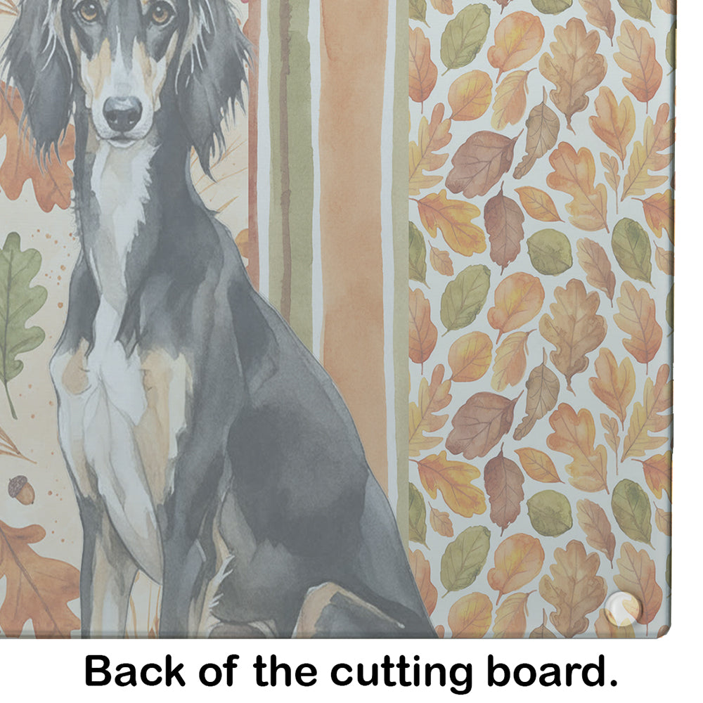 Black and Tan Saluki Heirloom Fall Cutting Board Tempered Glass Kitchen Cutting Surface, Heat Resistant Chopping, Non-Slip Feet, Food Prep & Serving