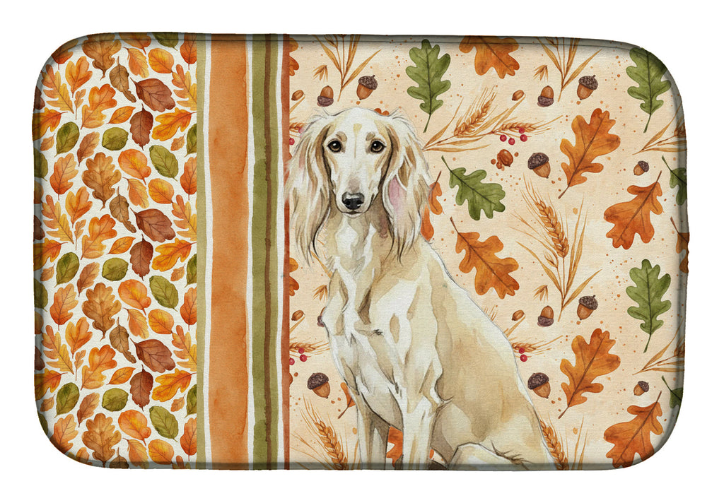 Cream Saluki Heirloom Fall Dish Drying Mat Absorbent Dish Drying Mat Pad for Kitchen Counter Dish Drainer Mat for Countertop, 14 x 21", Multicolor