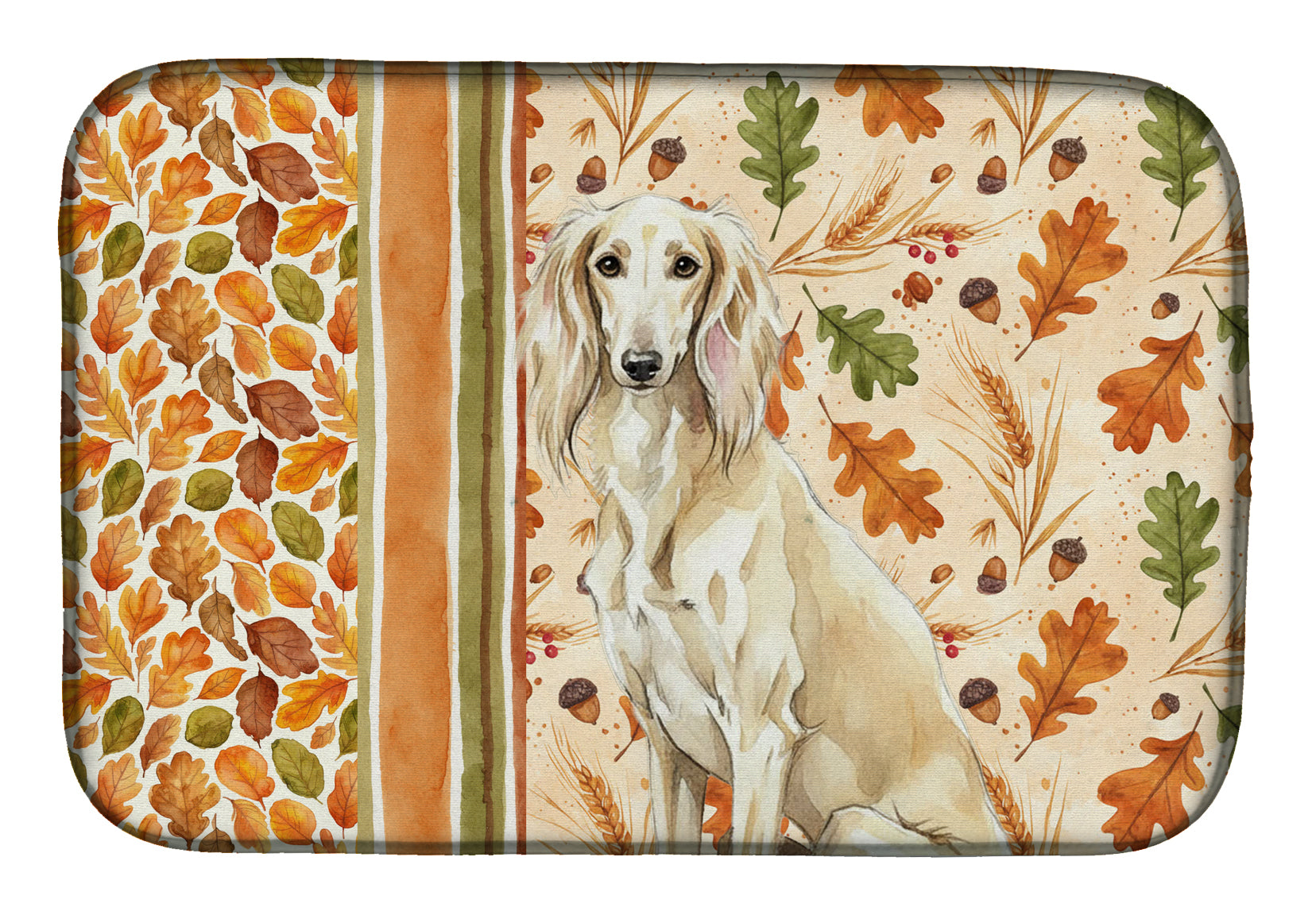 Cream Saluki Heirloom Fall Dish Drying Mat Absorbent Dish Drying Mat Pad for Kitchen Counter Dish Drainer Mat for Countertop, 14 x 21", Multicolor