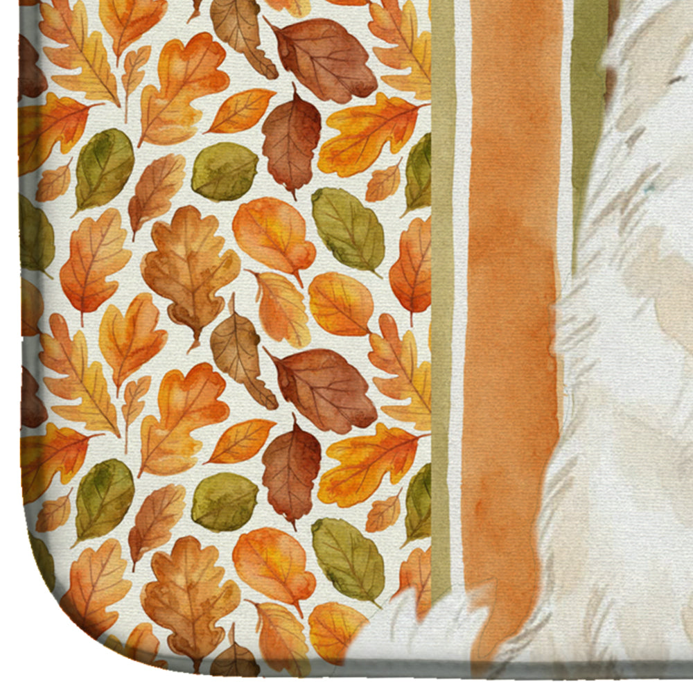 Cream Samoyed Heirloom Fall Dish Drying Mat Absorbent Dish Drying Mat Pad for Kitchen Counter Dish Drainer Mat for Countertop, 14 x 21", Multicolor