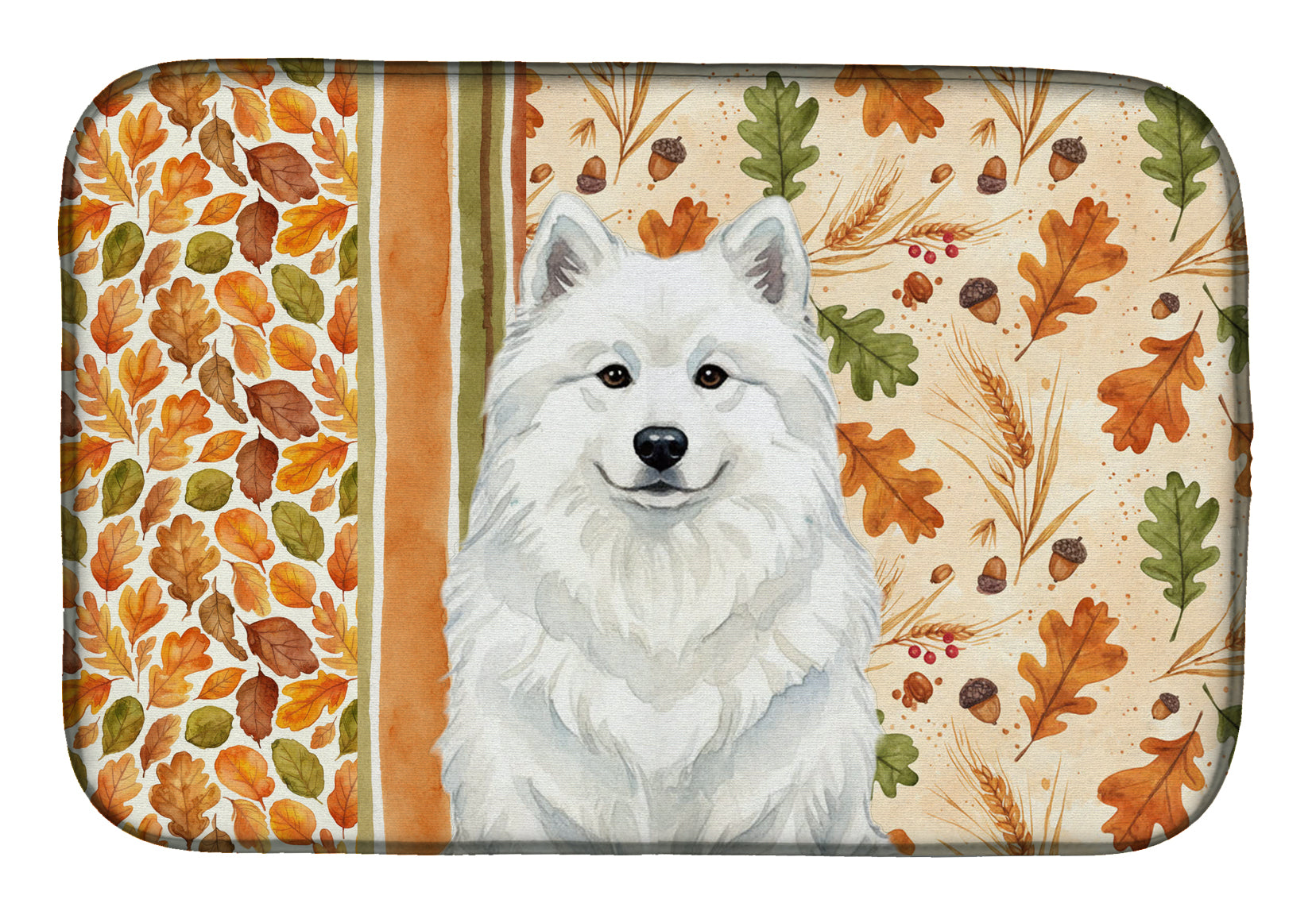 White Samoyed Heirloom Fall Dish Drying Mat Absorbent Dish Drying Mat Pad for Kitchen Counter Dish Drainer Mat for Countertop, 14 x 21", Multicolor
