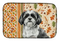 Black and White Shih Tzu Heirloom Fall Dish Drying Mat Absorbent Dish Drying Mat Pad for Kitchen Counter Dish Drainer Mat for Countertop, 14 x 21", Multicolor