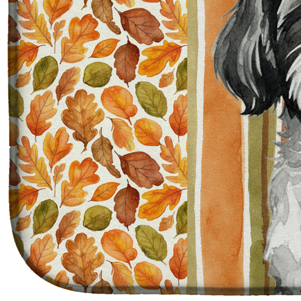 Black and White Shih Tzu Heirloom Fall Dish Drying Mat Absorbent Dish Drying Mat Pad for Kitchen Counter Dish Drainer Mat for Countertop, 14 x 21", Multicolor
