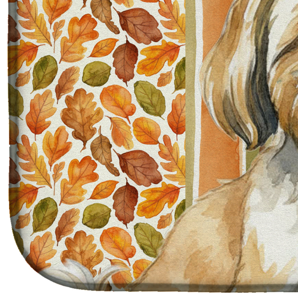 Gold and White Shih Tzu Heirloom Fall Dish Drying Mat Absorbent Dish Drying Mat Pad for Kitchen Counter Dish Drainer Mat for Countertop, 14 x 21", Multicolor