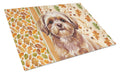 Liver Shih Tzu Heirloom Fall Cutting Board Tempered Glass Kitchen Cutting Surface, Heat Resistant Chopping, Non-Slip Feet, Food Prep & Serving