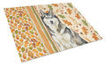 Agouti Siberian Husky Heirloom Fall Cutting Board Tempered Glass Kitchen Cutting Surface, Heat Resistant Chopping, Non-Slip Feet, Food Prep & Serving