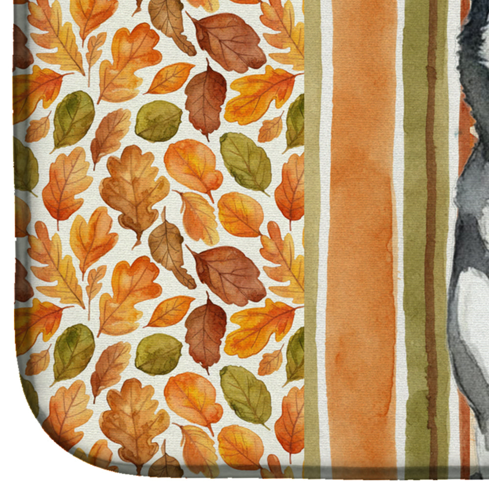 Siberian Husky Heirloom Fall Dish Drying Mat Absorbent Dish Drying Mat Pad for Kitchen Counter Dish Drainer Mat for Countertop, 14 x 21", Multicolor