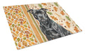 Black Staffordshire Bull Terrier Heirloom Fall Cutting Board Tempered Glass Kitchen Cutting Surface, Heat Resistant Chopping, Non-Slip Feet, Food Prep & Serving