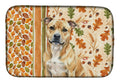 Fawn Staffordshire Bull Terrier Heirloom Fall Dish Drying Mat Absorbent Dish Drying Mat Pad for Kitchen Counter Dish Drainer Mat for Countertop, 14 x 21", Multicolor