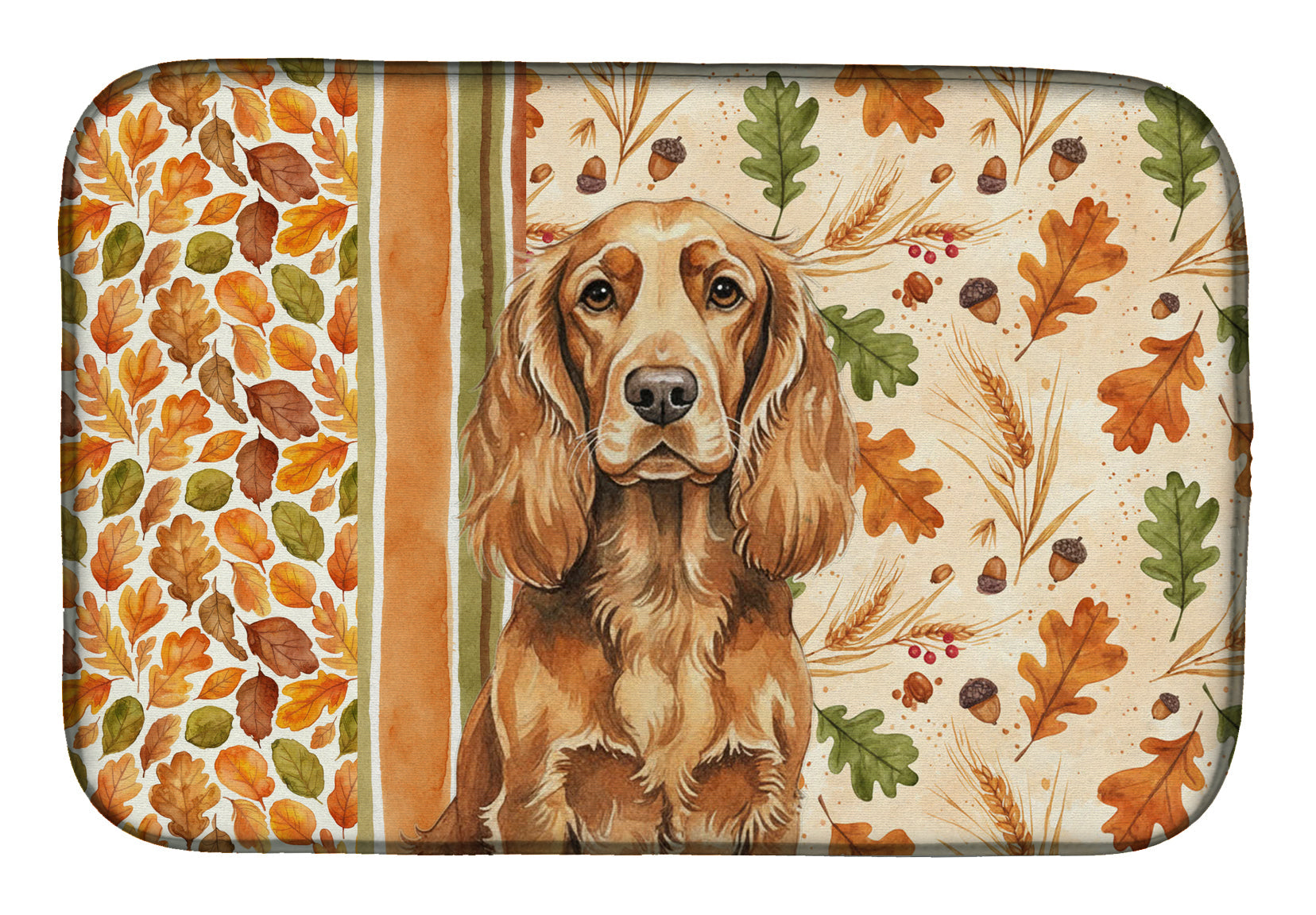 Sussex Spaniel Heirloom Fall Dish Drying Mat Absorbent Dish Drying Mat Pad for Kitchen Counter Dish Drainer Mat for Countertop, 14 x 21", Multicolor