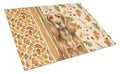 Sussex Spaniel Heirloom Fall Cutting Board Tempered Glass Kitchen Cutting Surface, Heat Resistant Chopping, Non-Slip Feet, Food Prep & Serving
