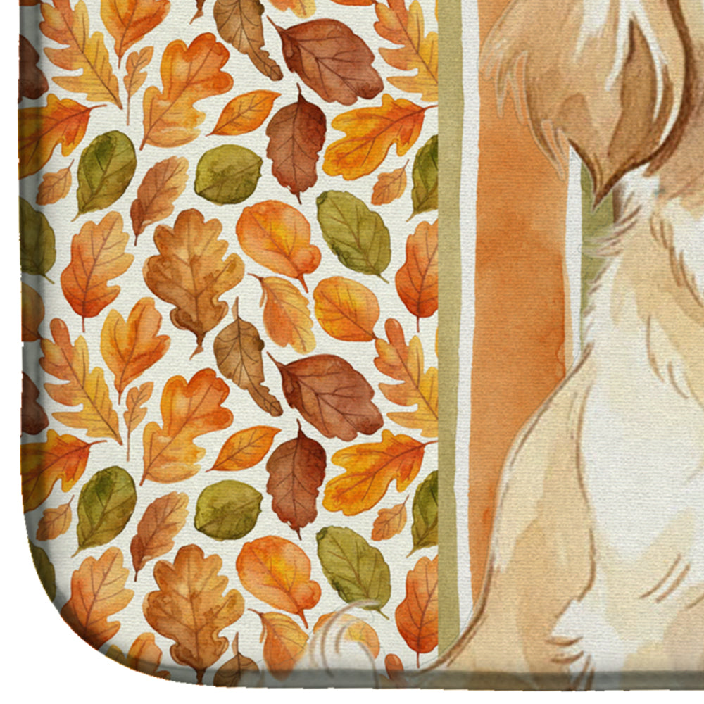 Cream Tibetan Spaniel Heirloom Fall Dish Drying Mat Absorbent Dish Drying Mat Pad for Kitchen Counter Dish Drainer Mat for Countertop, 14 x 21", Multicolor