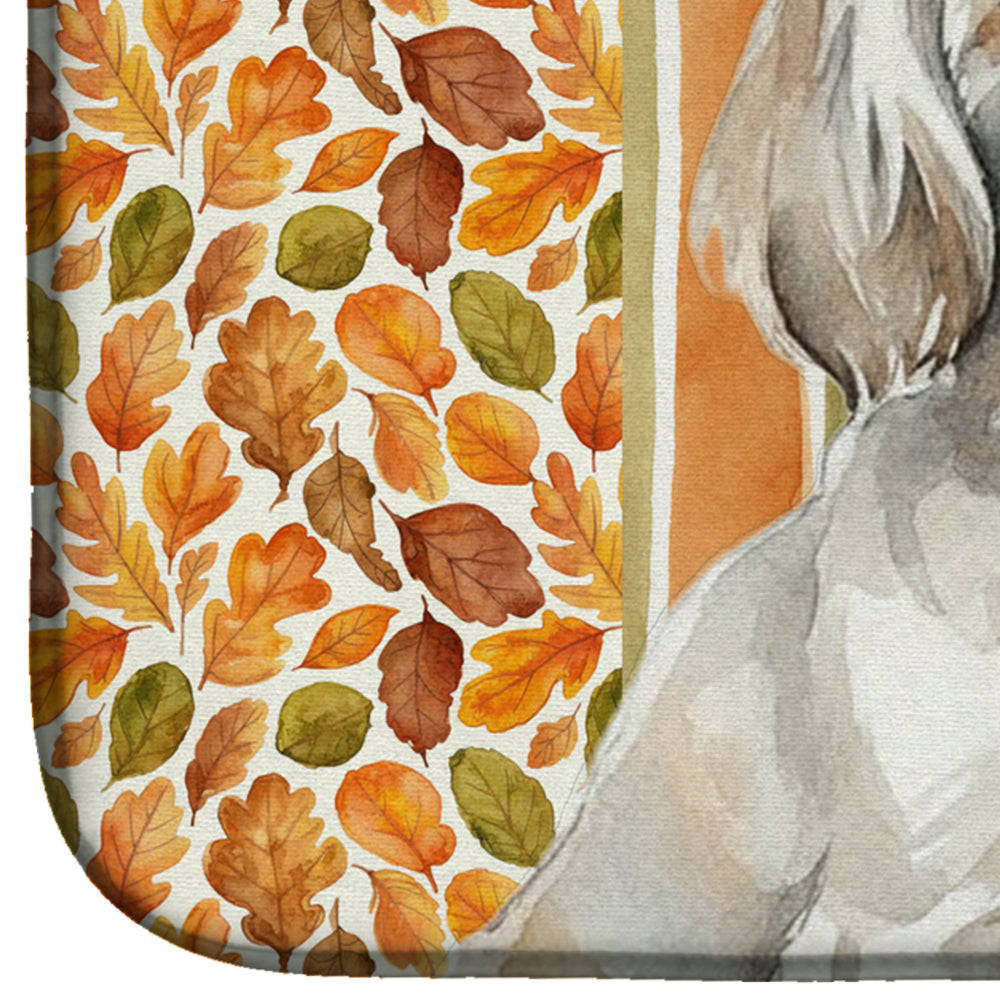 White Tibetan Spaniel Heirloom Fall Dish Drying Mat Absorbent Dish Drying Mat Pad for Kitchen Counter Dish Drainer Mat for Countertop, 14 x 21", Multicolor