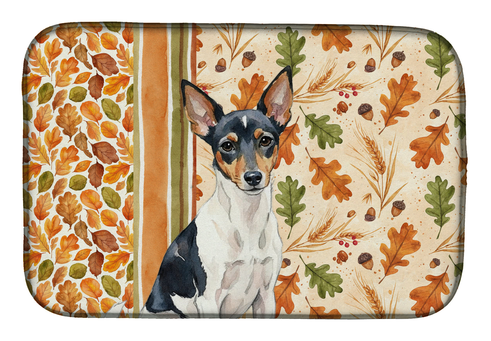 Toy Fox Terrier Heirloom Fall Dish Drying Mat Absorbent Dish Drying Mat Pad for Kitchen Counter Dish Drainer Mat for Countertop, 14 x 21", Multicolor