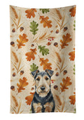 Welsh Terrier Heirloom Fall Kitchen Towel Velour Plush Front and Cotton Loop Back Machine Washable