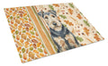 Welsh Terrier Heirloom Fall Cutting Board Tempered Glass Kitchen Cutting Surface, Heat Resistant Chopping, Non-Slip Feet, Food Prep & Serving