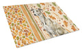 Brindle Whippet Heirloom Fall Cutting Board Tempered Glass Kitchen Cutting Surface, Heat Resistant Chopping, Non-Slip Feet, Food Prep & Serving