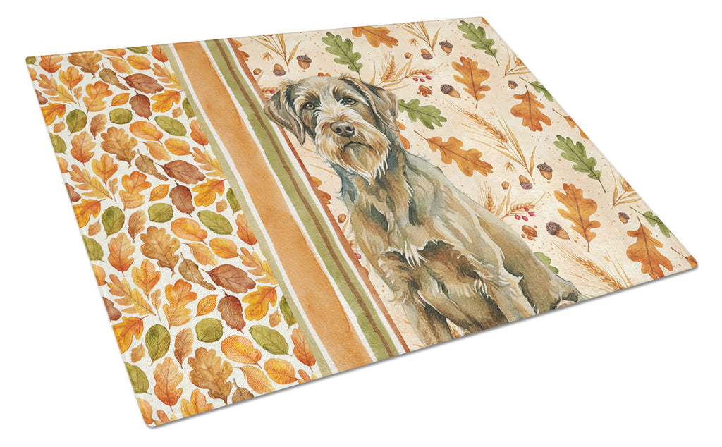 Chestnut Wirehaired Pointing Griffon Heirloom Fall Cutting Board Tempered Glass Kitchen Cutting Surface, Heat Resistant Chopping, Non-Slip Feet, Food Prep & Serving