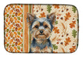 Blue and Tan Yorkshire Terrier Heirloom Fall Dish Drying Mat Absorbent Dish Drying Mat Pad for Kitchen Counter Dish Drainer Mat for Countertop, 14 x 21", Multicolor