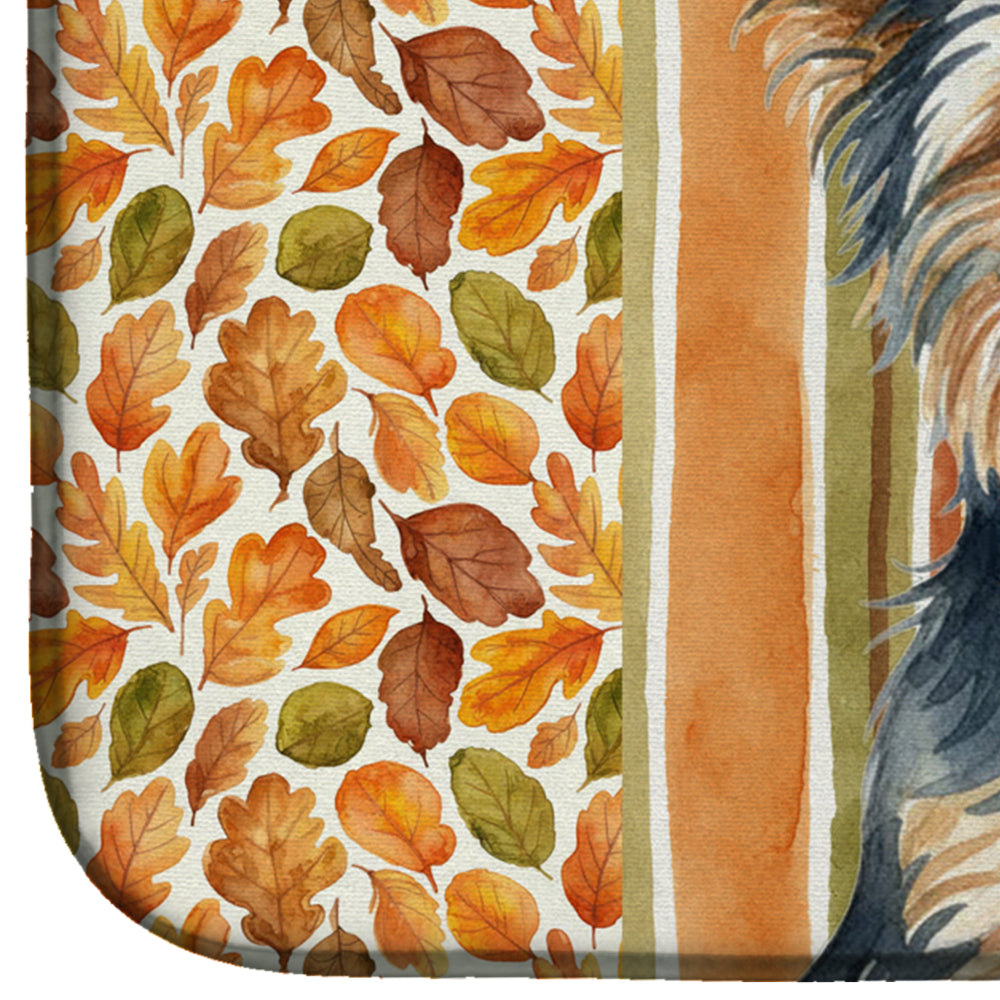 Blue and Tan Yorkshire Terrier Heirloom Fall Dish Drying Mat Absorbent Dish Drying Mat Pad for Kitchen Counter Dish Drainer Mat for Countertop, 14 x 21", Multicolor