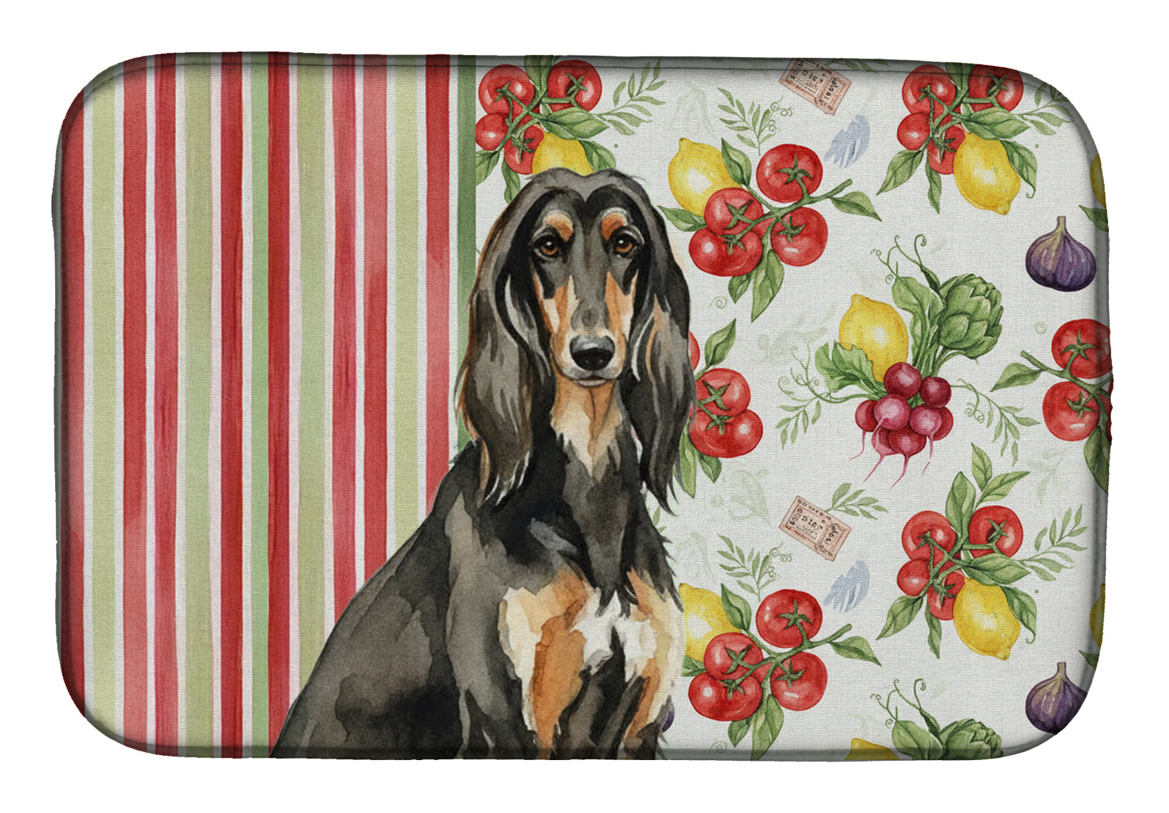 Black & Tan Afghan Hound Vegetables Dish Drying Mat Absorbent Dish Drying Mat Pad for Kitchen Counter Dish Drainer Mat for Countertop, 14 x 21", Multicolor