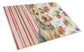Grizzle Airedale Terrier Vegetables Cutting Board Tempered Glass Kitchen Cutting Surface, Heat Resistant Chopping, Non-Slip Feet, Food Prep & Serving