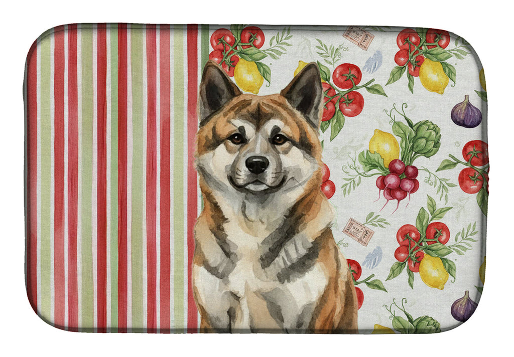 Brindle Akita Vegetables Dish Drying Mat Absorbent Dish Drying Mat Pad for Kitchen Counter Dish Drainer Mat for Countertop, 14 x 21", Multicolor