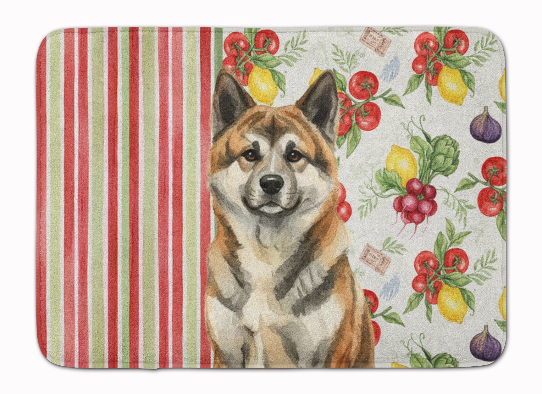 Brindle Akita Vegetables Memory Foam Kitchen Mat Machine Washable Anti-Fatigue Cushion Comfort Bath or Kitchen Rug
