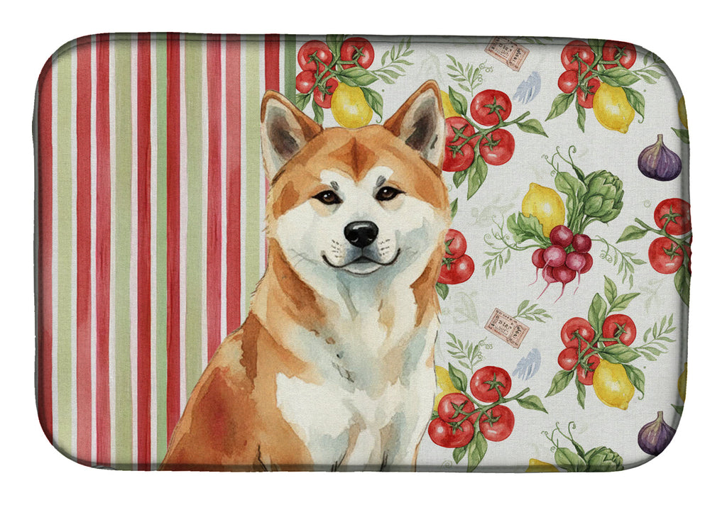 Red Akita Vegetables Dish Drying Mat Absorbent Dish Drying Mat Pad for Kitchen Counter Dish Drainer Mat for Countertop, 14 x 21", Multicolor