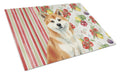Red Akita Vegetables Cutting Board Tempered Glass Kitchen Cutting Surface, Heat Resistant Chopping, Non-Slip Feet, Food Prep & Serving