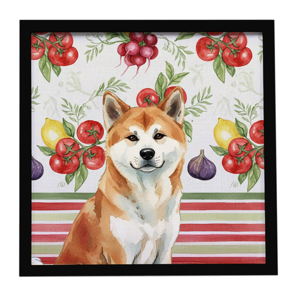 Red Akita Vegetables Framed Metal Print Bathroom, Kitchen, Office, Home Decor Wall Art Ready to Hang, Square, 8X8