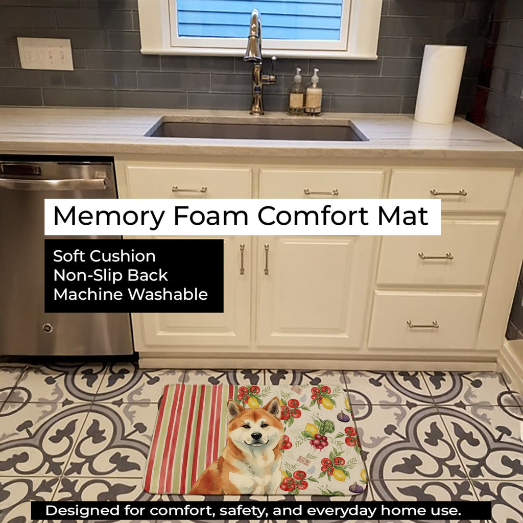 Red Akita Vegetables Memory Foam Kitchen Mat Machine Washable Anti-Fatigue Cushion Comfort Bath or Kitchen Rug