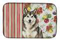 Sable and White Alaskan Malamute Vegetables Dish Drying Mat Absorbent Dish Drying Mat Pad for Kitchen Counter Dish Drainer Mat for Countertop, 14 x 21", Multicolor