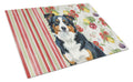 Black Tri American Shepherd Vegetables Cutting Board Tempered Glass Kitchen Cutting Surface, Heat Resistant Chopping, Non-Slip Feet, Food Prep & Serving