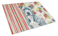 Blue American Staffordshire Terrier Vegetables Cutting Board Tempered Glass Kitchen Cutting Surface, Heat Resistant Chopping, Non-Slip Feet, Food Prep & Serving
