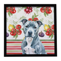 Blue American Staffordshire Terrier Vegetables Framed Metal Print Bathroom, Kitchen, Office, Home Decor Wall Art Ready to Hang, Square, 8X8